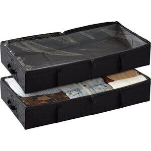 storageLAB Under Bed Storage Bins Clothes Organizer Set with Zipper Handles